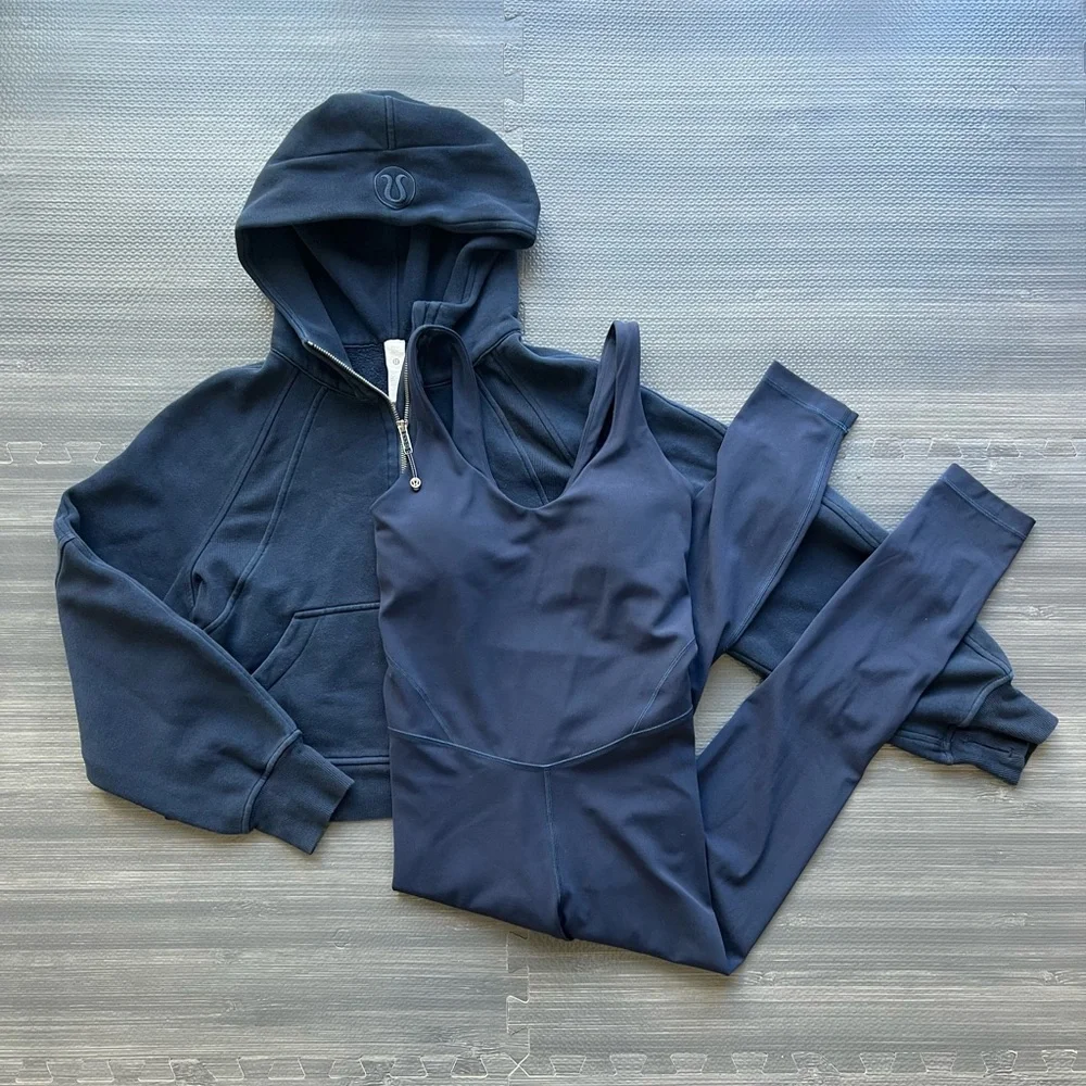 Lululemon True Navy Set Scuba Hoodie & Align Bodysuit Size XS/S 4 - Picture 1 of 11